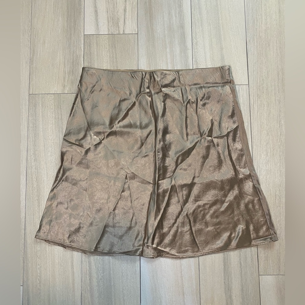 Baby on satin skirt pewter gold taupe color size 14